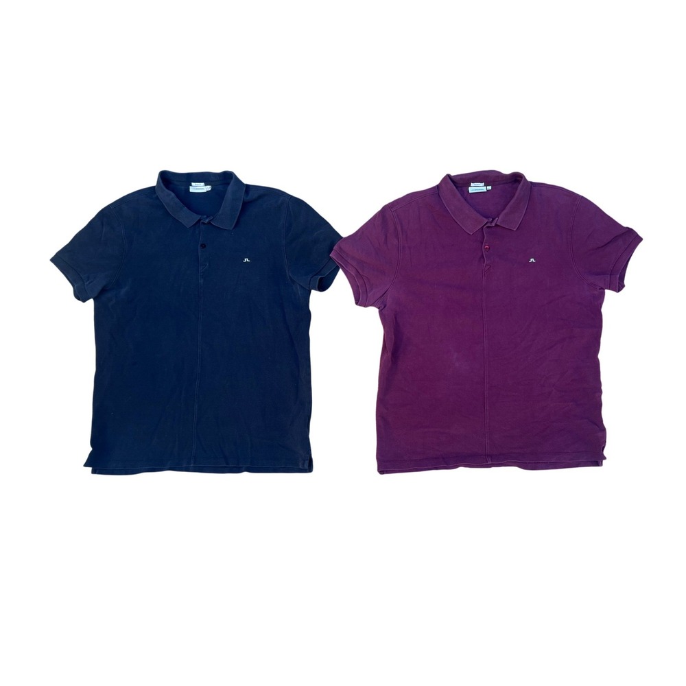 Lot of 2 J.Lindeberg Mens Slim Fit Polo Shirts Navy Blue Plum Purple‎ Size XL